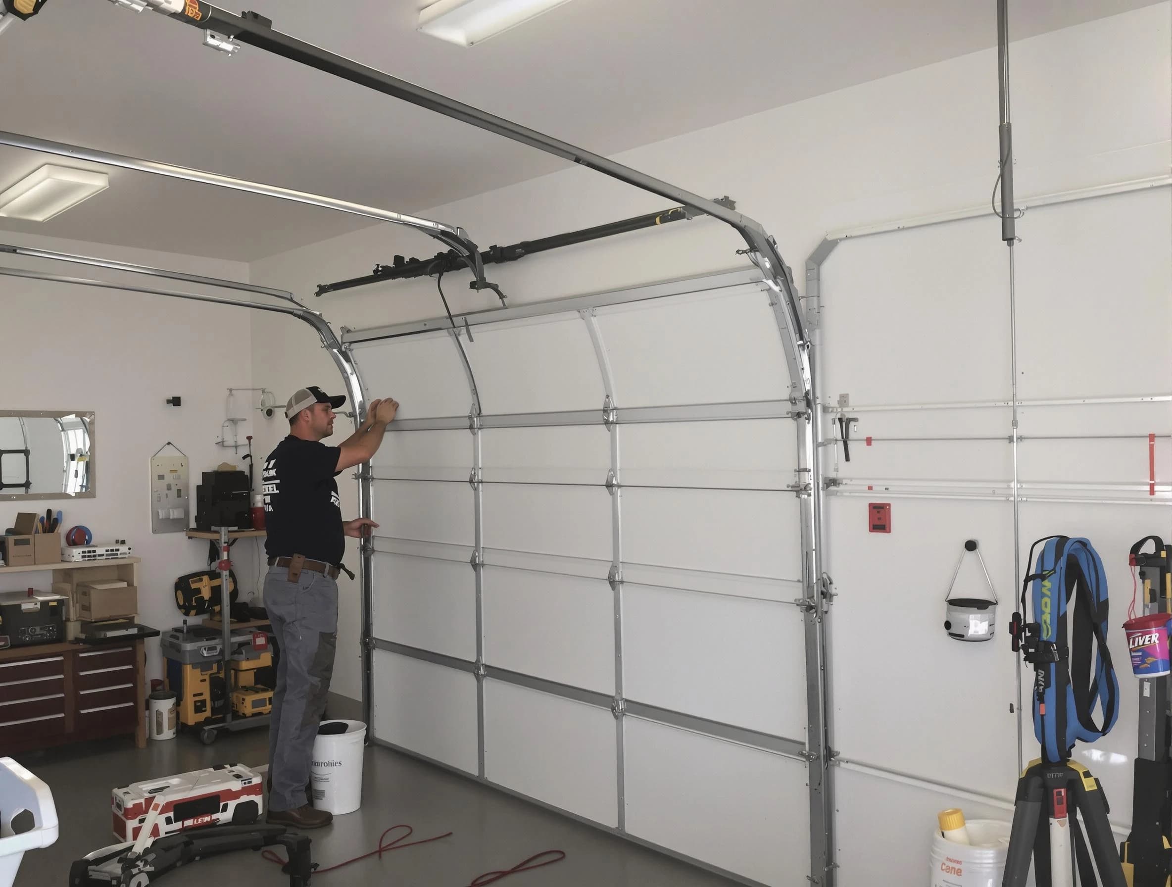 El Reno Garage Door Repair team installing new garage door in El Reno