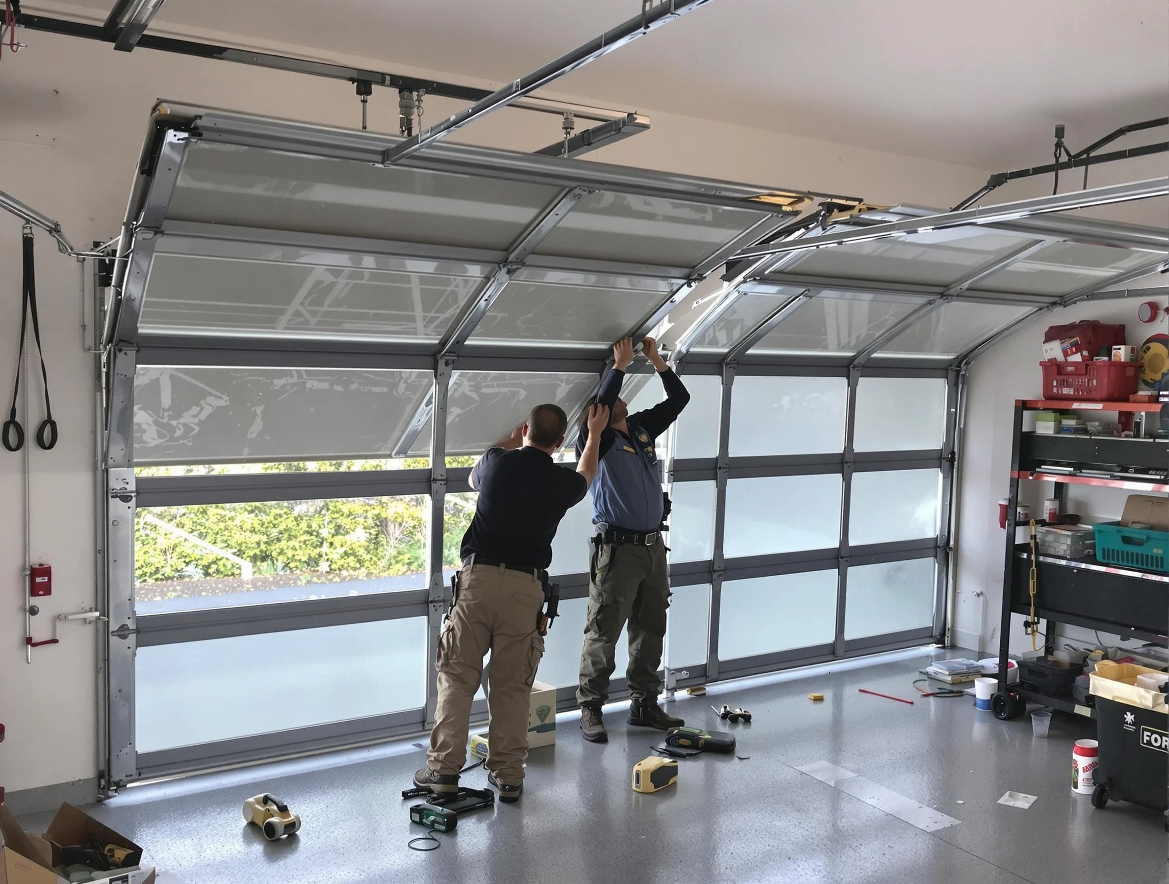 El Reno Garage Door Repair expert performing precise panel replacement on El Reno garage door