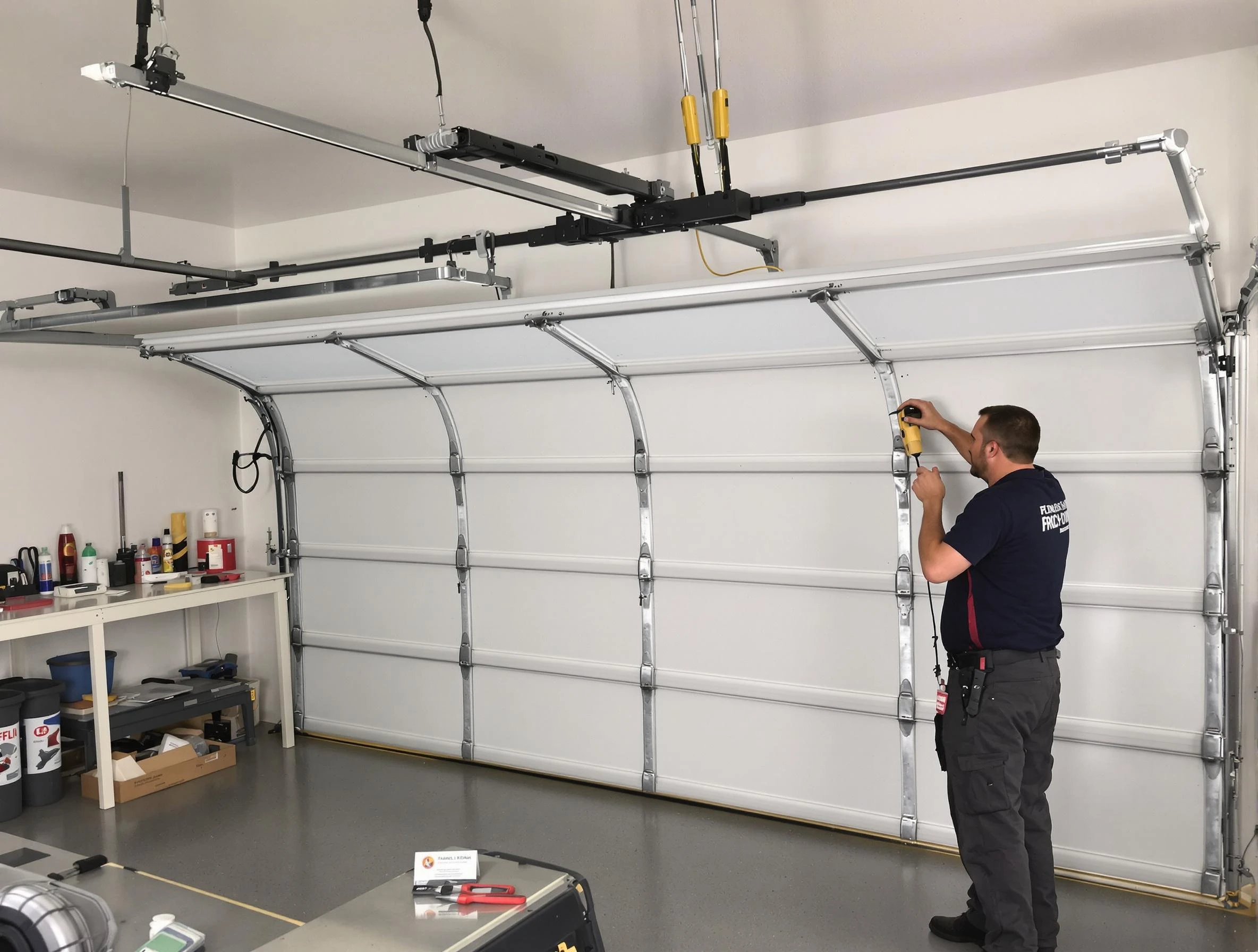 El Reno Garage Door Repair certified technician performing overhead door system repair in El Reno