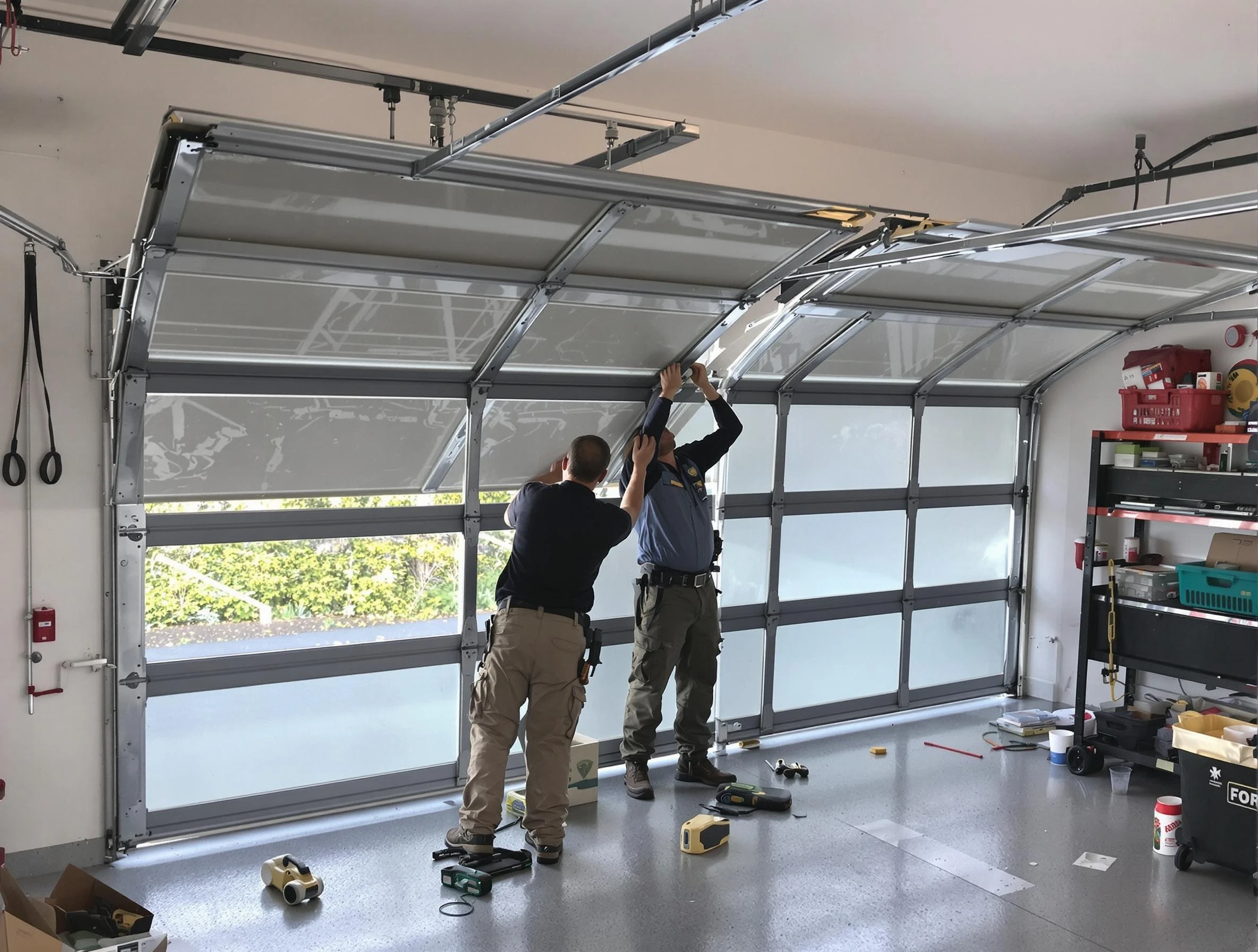 El Reno Garage Door Repair expert performing precise panel replacement on El Reno garage door